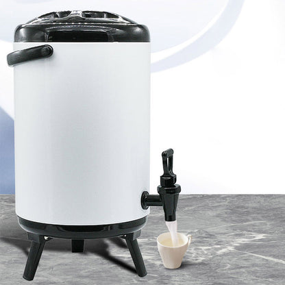 SOGA 2X 14L Stainless Steel Insulated Milk Tea Barrel Hot and Cold Beverage Dispenser Container with Faucet White