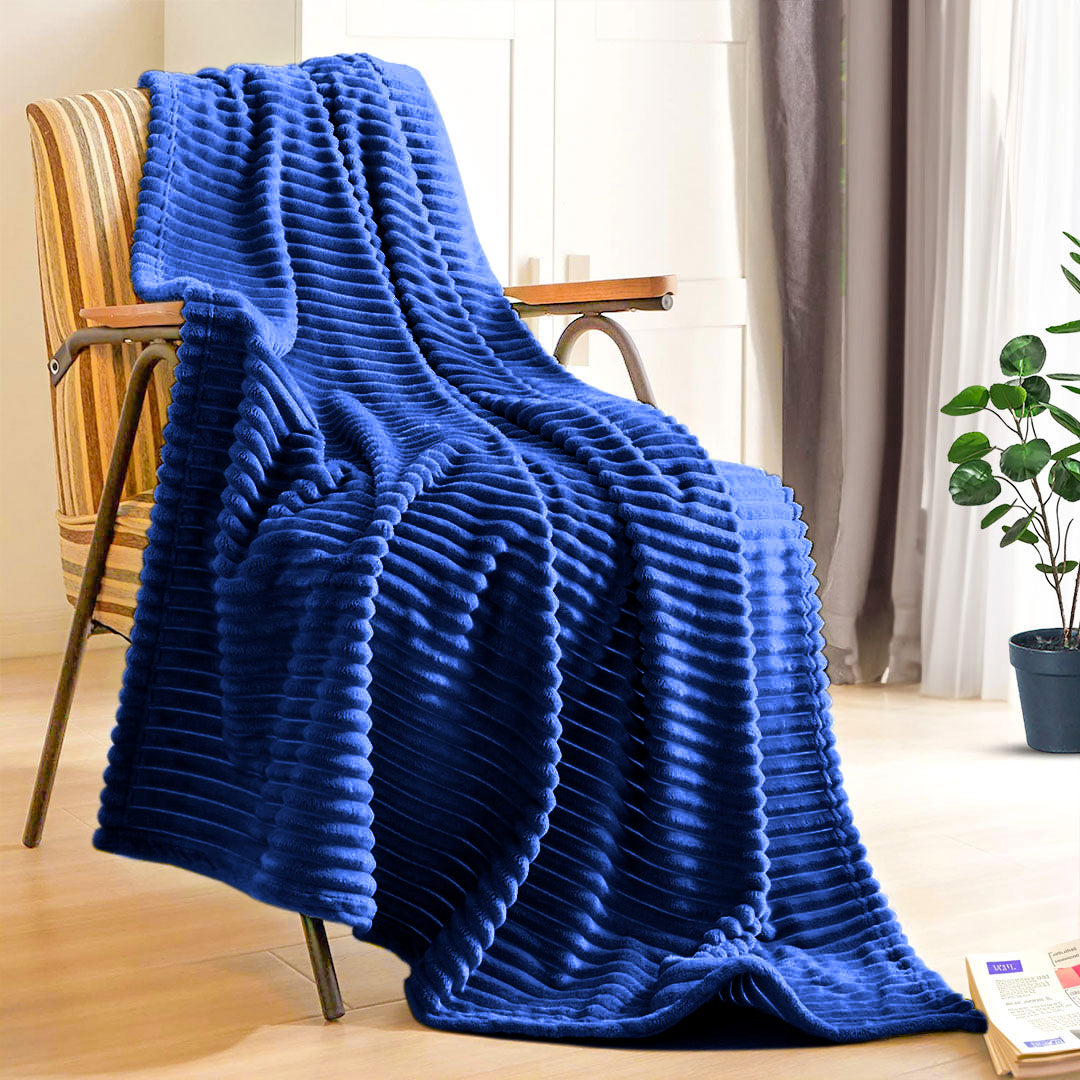 SOGA 2X Throw Blanket Warm Cozy Striped Pattern Thin Flannel Coverlet Fleece Bed Sofa Comforter