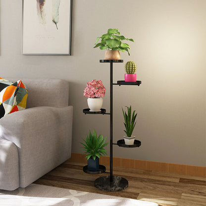 SOGA 3 Tier Black Round Plant Stand Flowerpot Tray Display Living Room Balcony Metal Decorative Shelf
