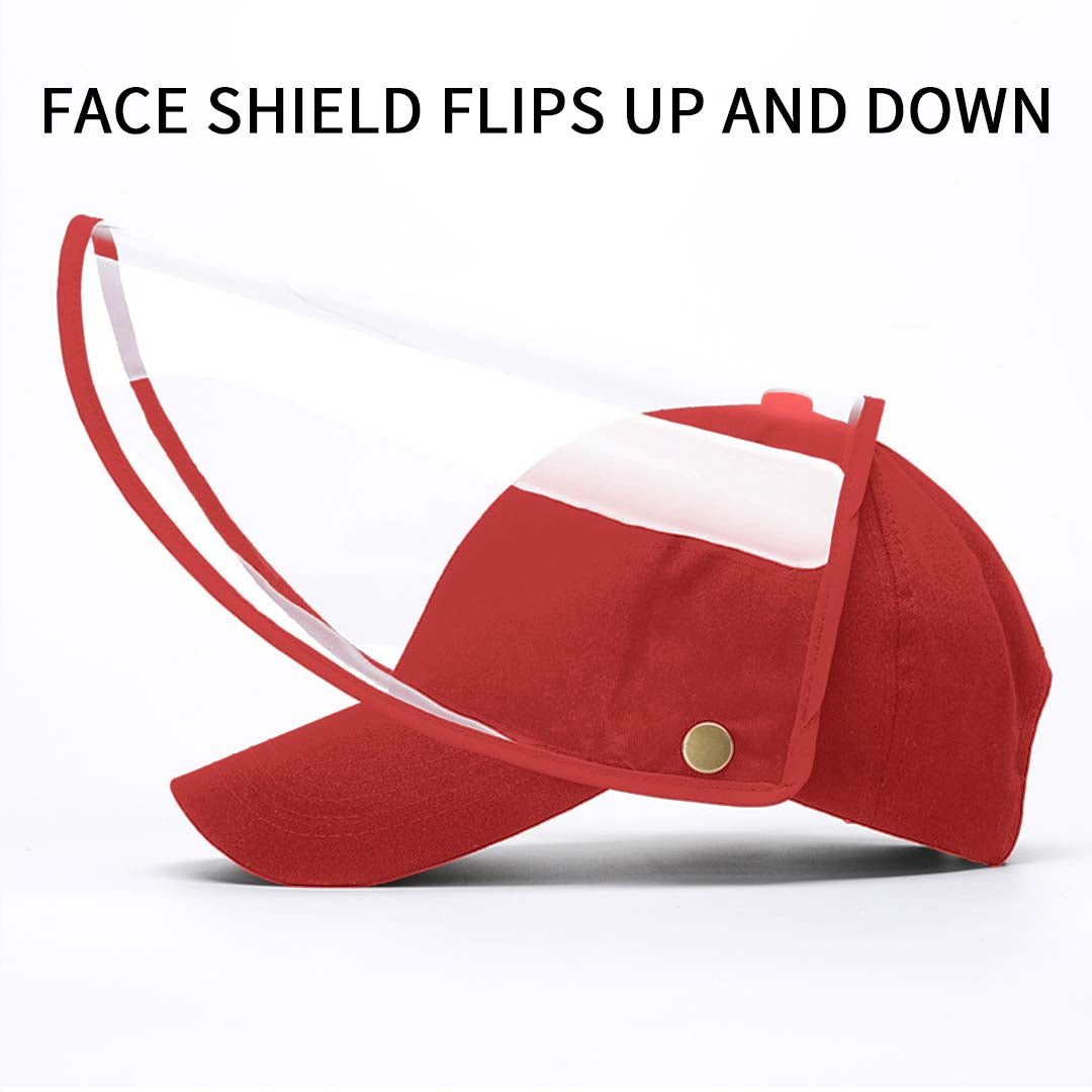 Outdoor Protection Hat Anti-Fog Pollution Dust Protective Cap Full Face HD Shield Cover Kids Red