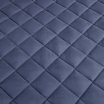 SOGA 2X Blue 183cm Wide Cross-Hatch Mattress Cover Thick Quilted Stretchable Bed Spread Sheet Protector with Pillow Covers