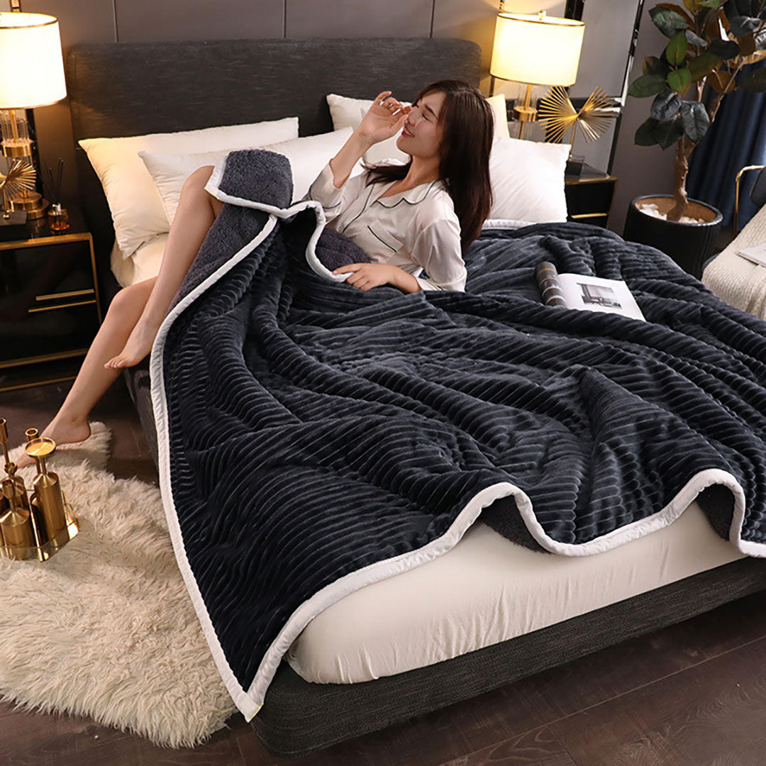 SOGA 2X Throw Blanket Warm Cozy Double Sided Thick Flannel Coverlet Fleece Bed Sofa Comforter