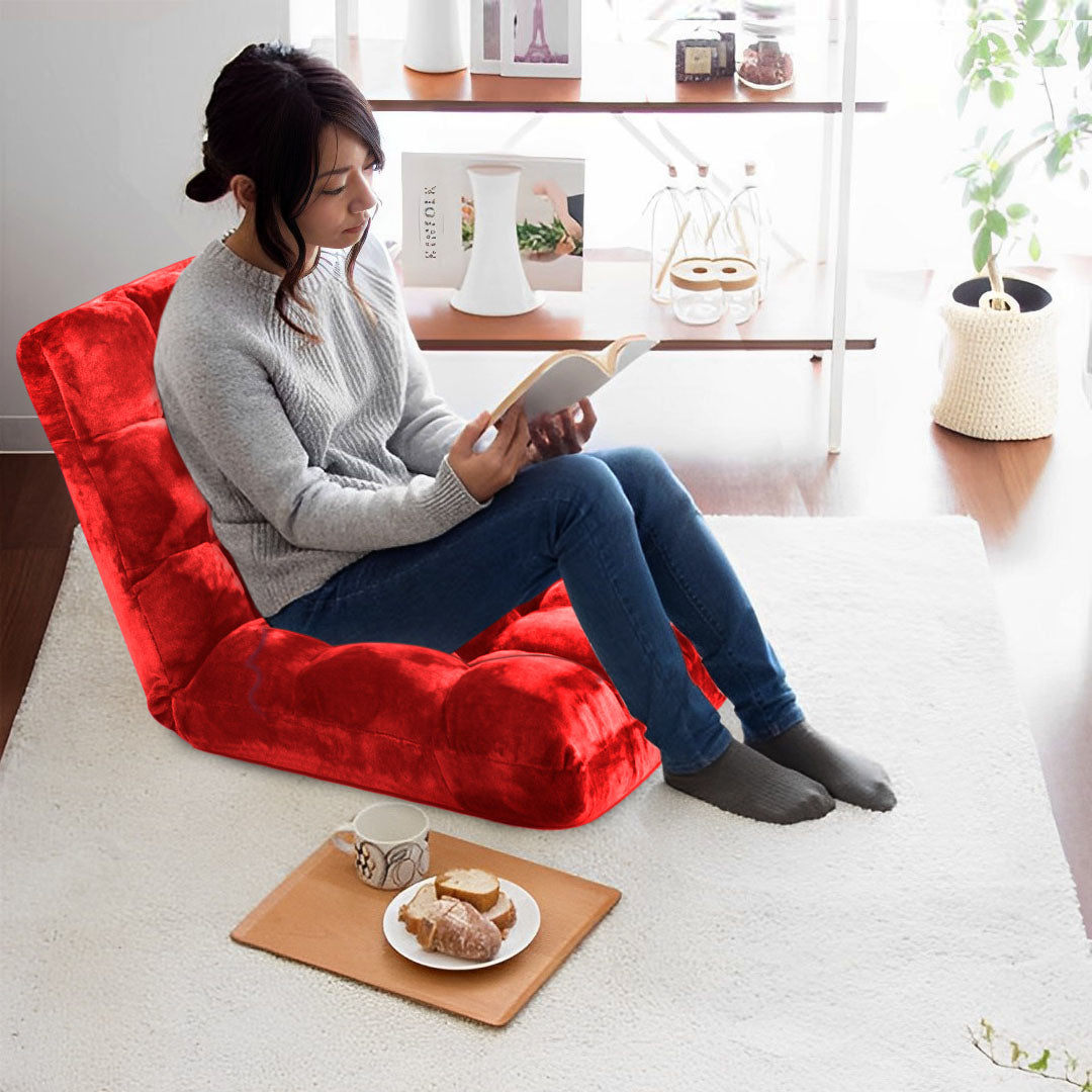 SOGA 4X Floor Recliner Folding Lounge Sofa Futon Couch Folding Chair Cushion Red