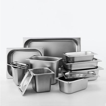 SOGA 6X Gastronorm GN Pan Full Size 1/3 GN Pan 6.5 cm Deep Stainless Steel Tray With Lid