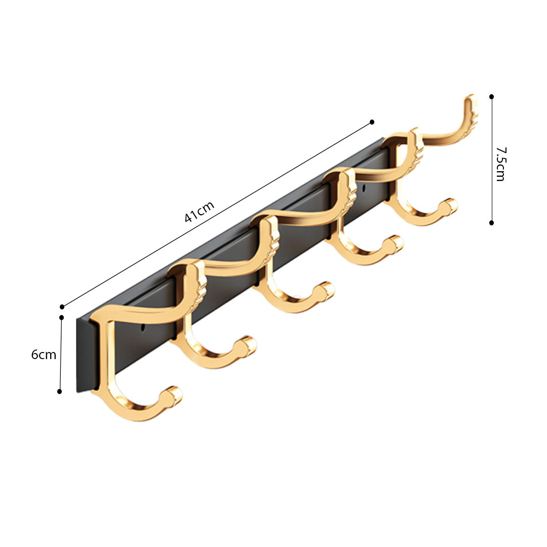 SOGA 2X 41cm Wall Mounted Towel Rack Space-Saving Hanger Organiser with Durable Hooks