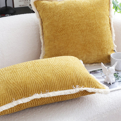 SOGA 2X 35cm Throw Pillow Turmeric Yellow Aesthetic Chenille Texture for Home Decor