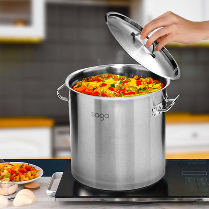 SOGA Stock Pot 25LT Top Grade Thick Stainless Steel Stockpot 32CM 18/10