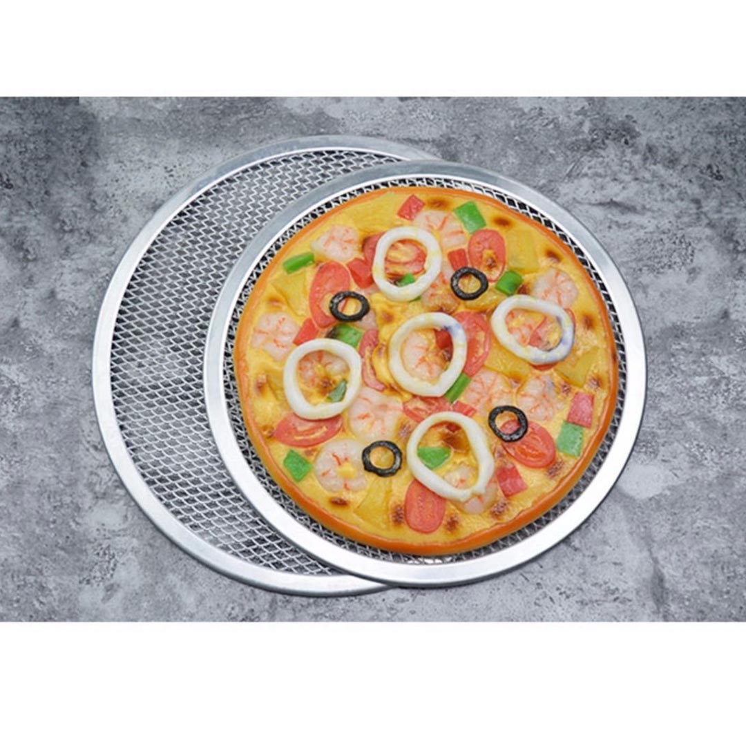 SOGA 2X 8-inch Round Seamless Aluminium Nonstick Commercial Grade Pizza Screen Baking Pan