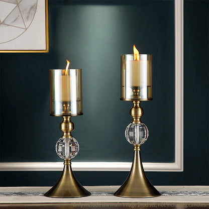 SOGA 38cm Glass Candle Holder Candle Stand Glass/Metal
