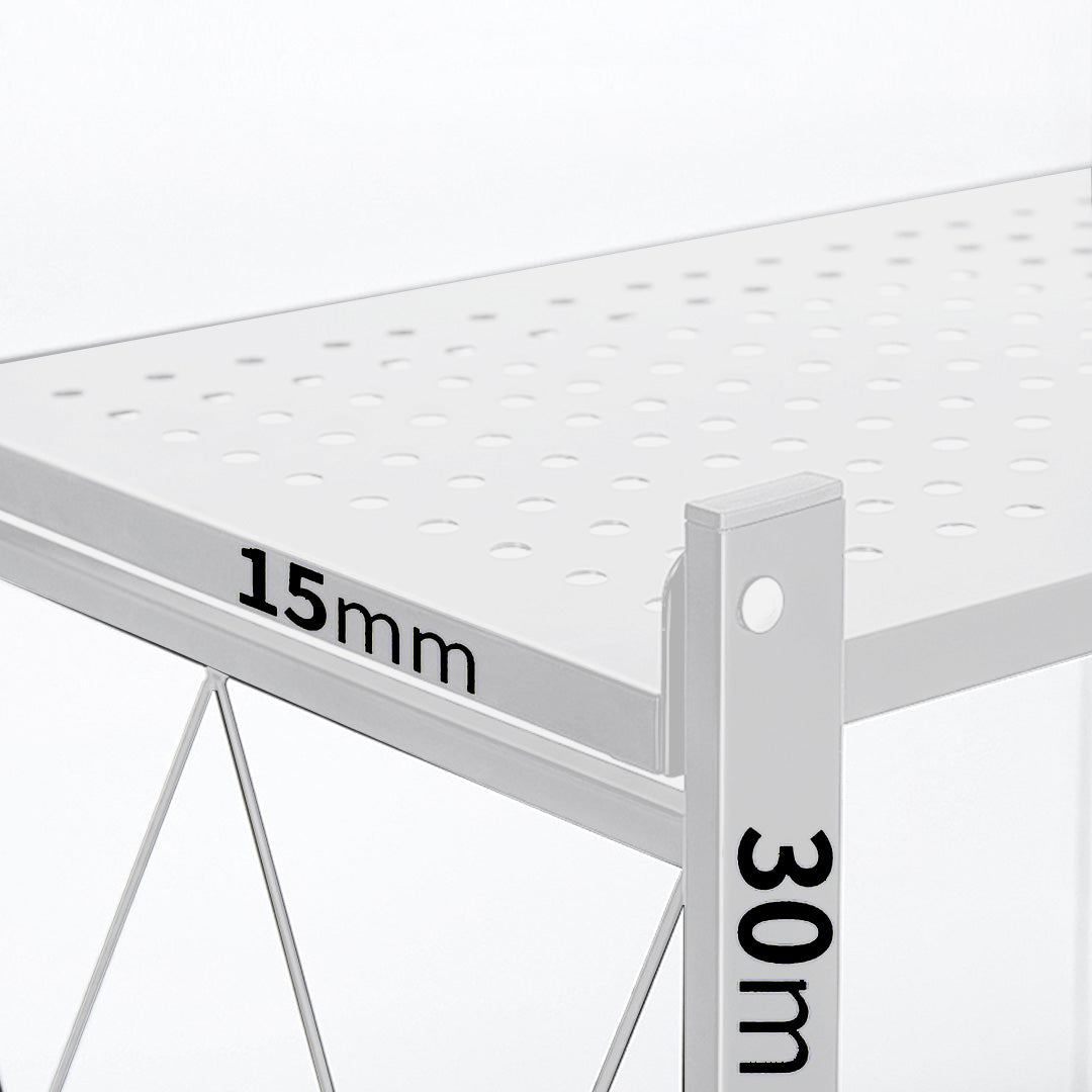 SOGA 2X 5 Tier Steel White Foldable Kitchen Cart Multi-Functional Shelves Storage Organizer with Wheels