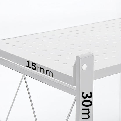 SOGA 2X 5 Tier Steel White Foldable Kitchen Cart Multi-Functional Shelves Storage Organizer with Wheels