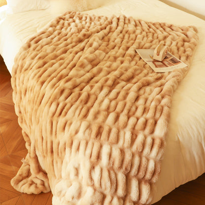SOGA 2X 150x200cm Throw Blanket Camel Brown Double Layer Rabbit Fur Cozy Comfort with Stylish Decor
