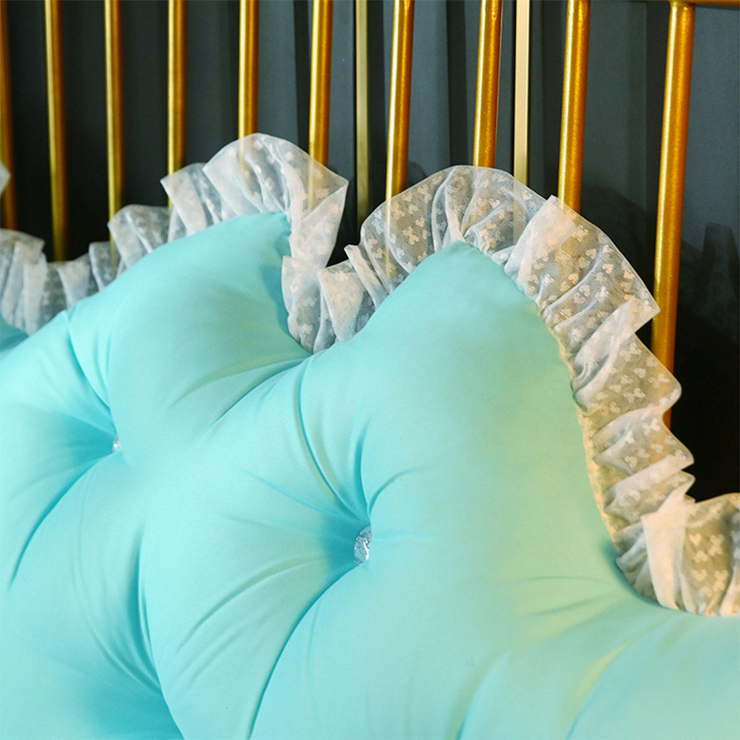 SOGA 2X 180cm Light Blue Princess Bed Pillow Headboard Backrest Bedside Tatami Sofa Cushion with Ruffle Lace Home Decor