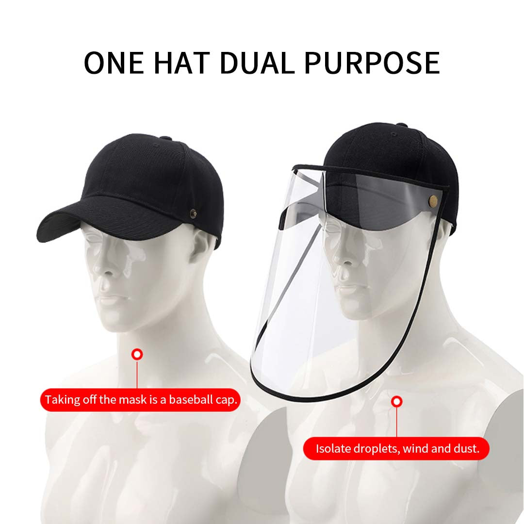 Outdoor Protection Hat Anti-Fog Pollution Dust Protective Cap Full Face HD Shield Cover Adult Black
