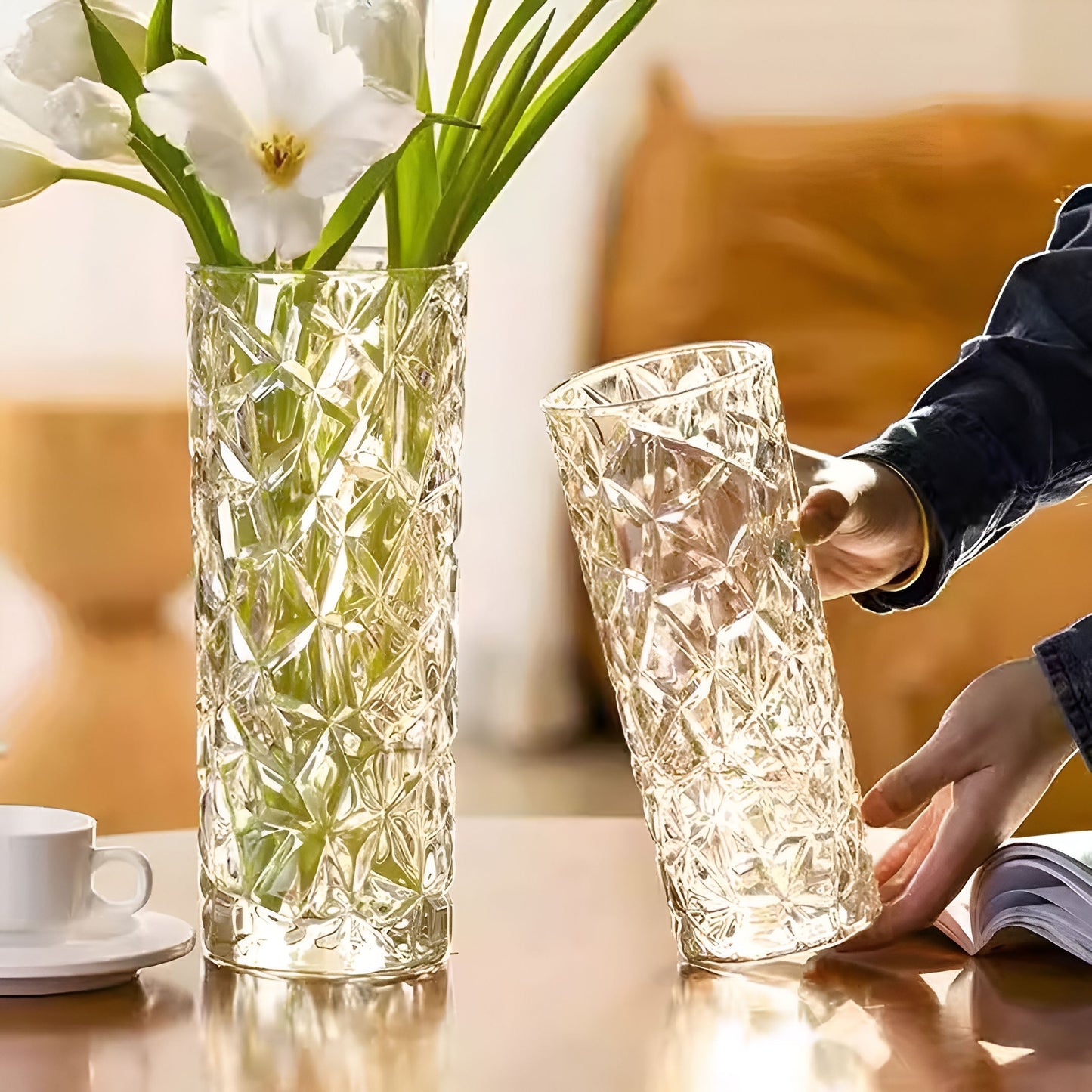 SOGA 14x30cm Heavy Duty Glass Vase Crystal Clear Design for Home Décor