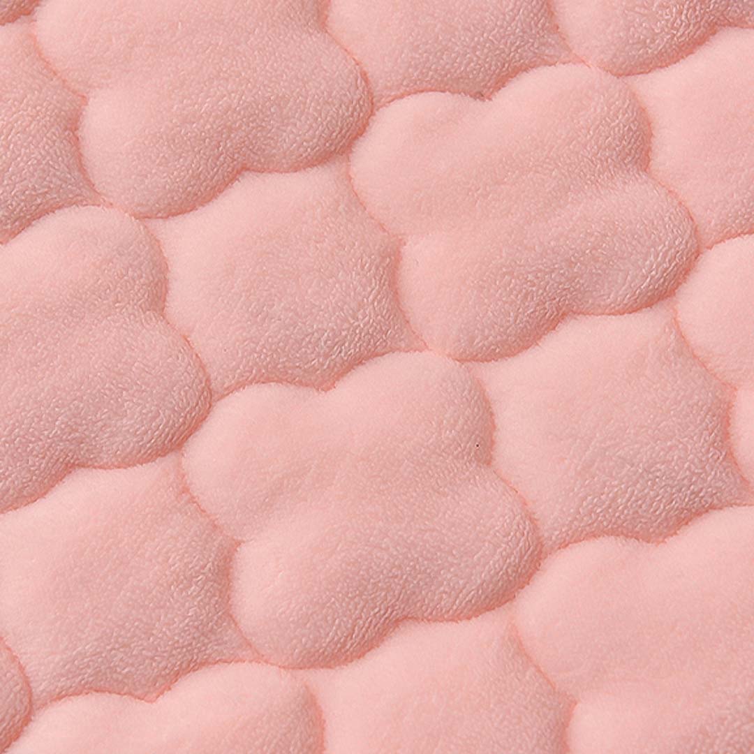 SOGA 2X Pink 183cm Wide Mattress Cover Thick Quilted Fleece Stretchable Clover Design Bed Spread Sheet Protector with Pillow Covers