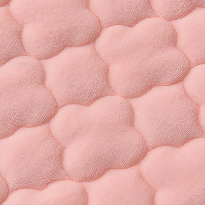 SOGA 2X Pink 183cm Wide Mattress Cover Thick Quilted Fleece Stretchable Clover Design Bed Spread Sheet Protector with Pillow Covers