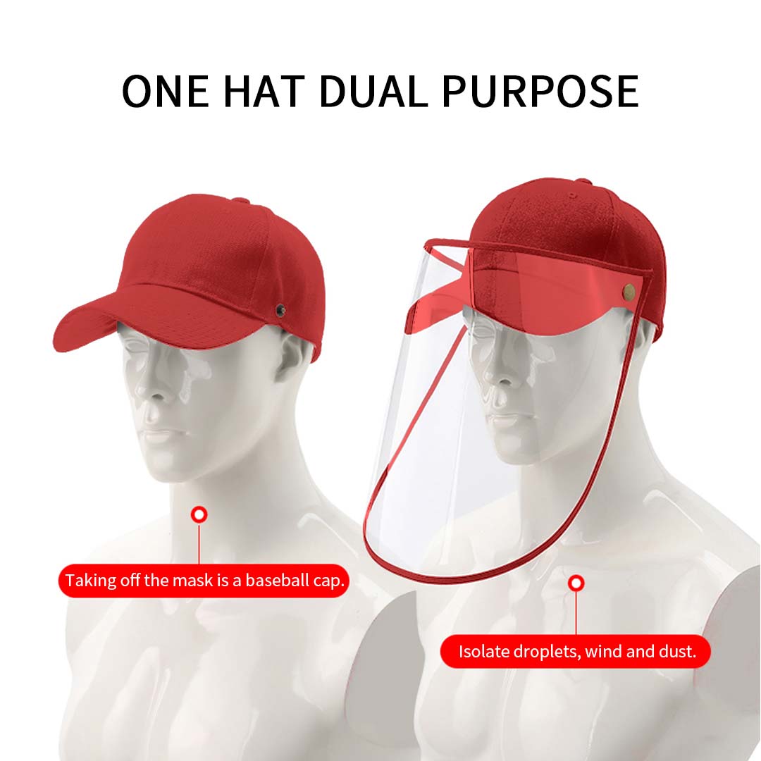Outdoor Protection Hat Anti-Fog Pollution Dust Protective Cap Full Face HD Shield Cover Kids Red