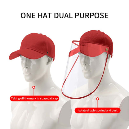 Outdoor Protection Hat Anti-Fog Pollution Dust Protective Cap Full Face HD Shield Cover Kids Red