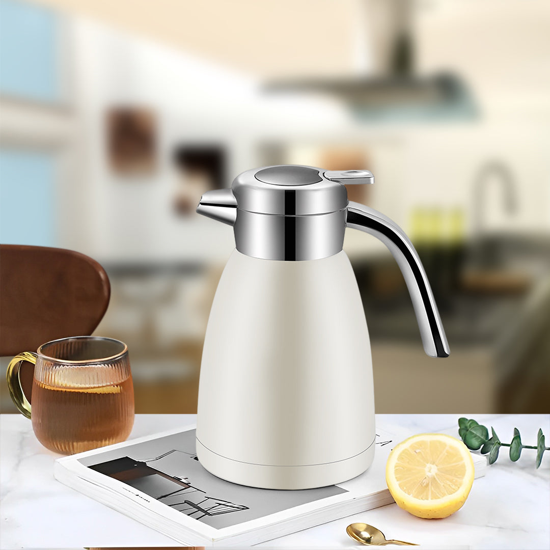 SOGA 2.2L Stainless Steel Insulated Water Bottle Vacuum Flask Water Coffee Jug Thermal White