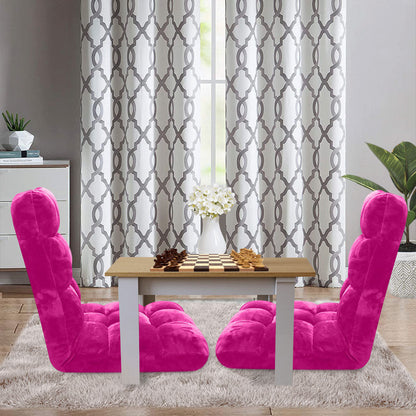 SOGA 2X Floor Recliner Folding Lounge Sofa Futon Couch Folding Chair Cushion Pink