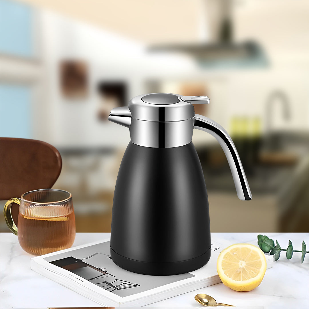 SOGA 2X 1.8L Stainless Steel Kettle Insulated Vacuum Flask Water Coffee Jug Thermal Black