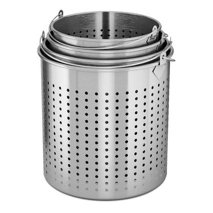 SOGA 98L 18/10 Stainless Steel Perforated Stockpot Basket Pasta Strainer with Handle