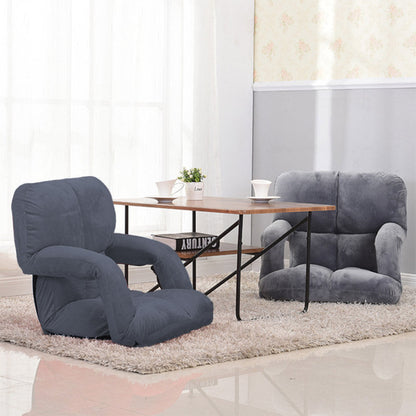SOGA 4X Foldable Lounge Cushion Adjustable Floor Lazy Recliner Chair with Armrest Grey
