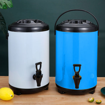 SOGA 4X 10L Stainless Steel Insulated Milk Tea Barrel Hot and Cold Beverage Dispenser Container with Faucet Blue
