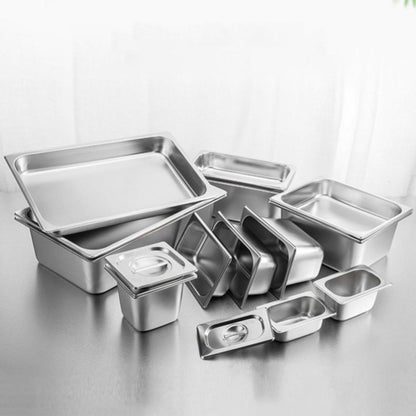 SOGA 6X Gastronorm GN Pan Full Size 1/3 GN Pan 6.5 cm Deep Stainless Steel Tray With Lid