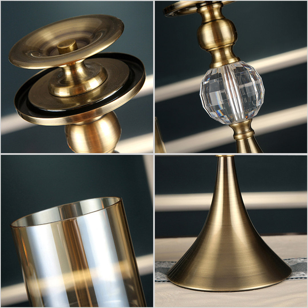 SOGA 43cm 38cm Glass Candle Holder Candle Stand Glass/Metal