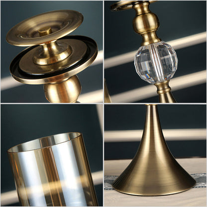 SOGA 43cm 38cm Glass Candle Holder Candle Stand Glass/Metal