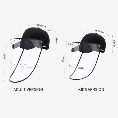 Outdoor Protection Hat Anti-Fog Pollution Dust Protective Cap Full Face HD Shield Cover Adult Black