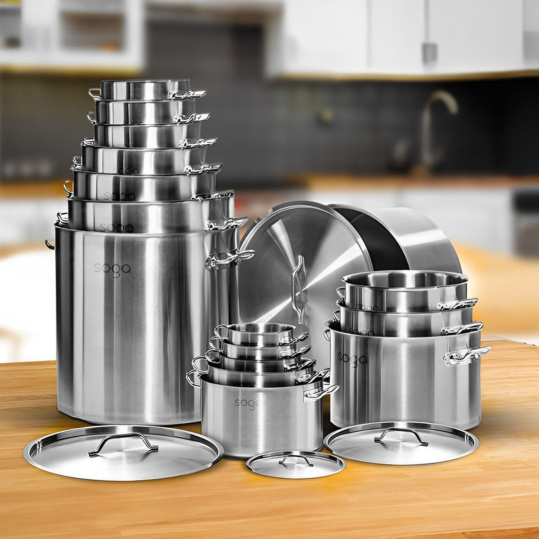 SOGA Stock Pot 71L Top Grade Thick Stainless Steel Stockpot 18/10