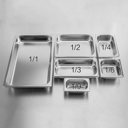 SOGA 6X Gastronorm GN Pan Full Size 1/3 GN Pan 6.5 cm Deep Stainless Steel Tray With Lid