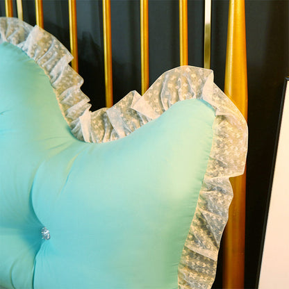 SOGA 2X 180cm Light Blue Princess Bed Pillow Headboard Backrest Bedside Tatami Sofa Cushion with Ruffle Lace Home Decor