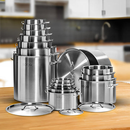 SOGA Stock Pot 130Lt 55CM Top Grade Thick Stainless Steel Stockpot 18/10