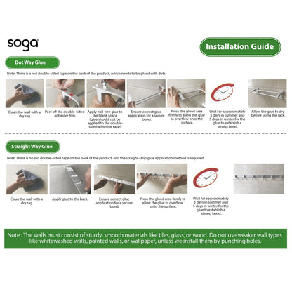SOGA 2X 41cm Wall Mounted Towel Rack Space-Saving Hanger Organiser with Durable Hooks