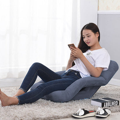 SOGA 4X Foldable Lounge Cushion Adjustable Floor Lazy Recliner Chair with Armrest Grey