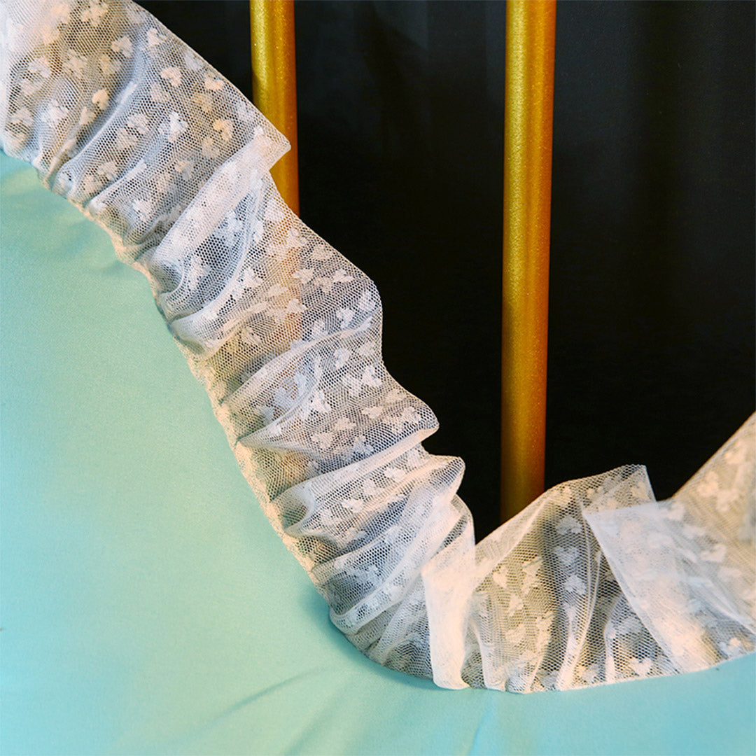 SOGA 2X 180cm Light Blue Princess Bed Pillow Headboard Backrest Bedside Tatami Sofa Cushion with Ruffle Lace Home Decor