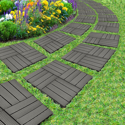 SOGA 2X 11 pcs Grey DIY Wooden Composite Decking Tiles Garden Outdoor Backyard Flooring Home Decor