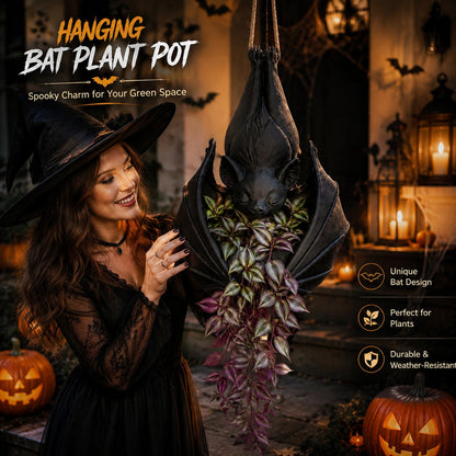 Hanging Bat Plant Pot — Gothic Halloween Planter 8