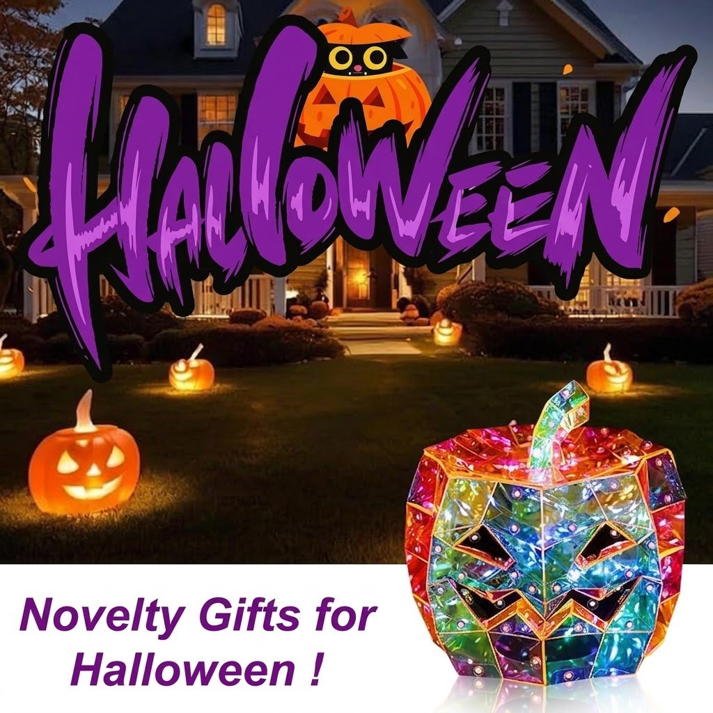 Colorful Pumpkin Prism Lamp — Halloween Art Sculpture Night Light 8
