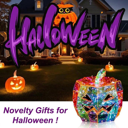Colorful Pumpkin Prism Lamp — Halloween Art Sculpture Night Light 8