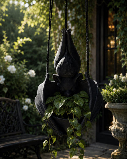 Hanging Bat Plant Pot — Gothic Halloween Planter 20