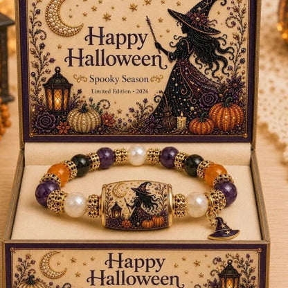 Halloween Black Cat & Pumpkin Beaded Bracelet Gift Set 11