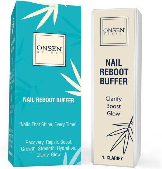 Onsen Secret Professional Nail Buffer 2pk, Ultimate Shine Nail Buffing Block with 3 Way Buffing Methods, Smooth & Shine After Onsen Nail Filer, Compact Purse Size Manicure Tools for Optimum Nail Care