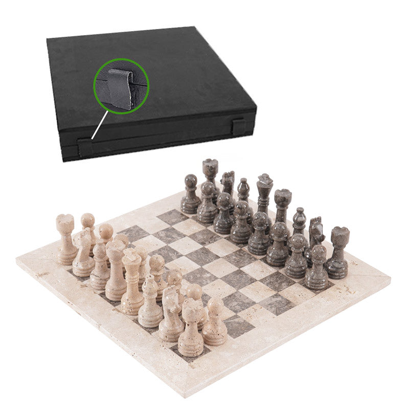 Marble Chess Set 38cm – Oceanic & Travertine