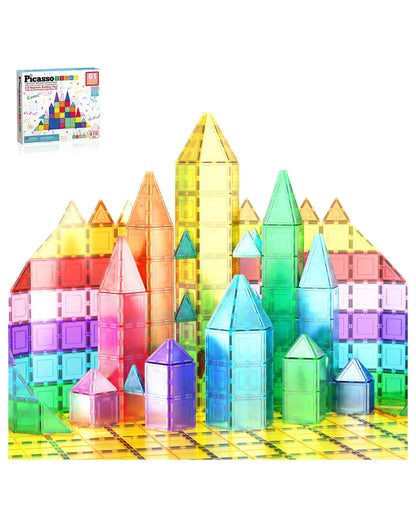 PicassoTiles Magnetic Tile Classic Building Set 61 Pieces