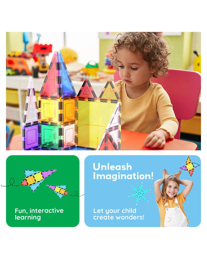 PicassoTiles Magnetic Tile Classic Building Set 61 Pieces